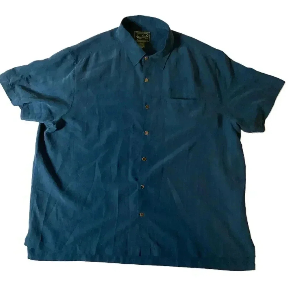 Woolrich Blue Short Sleeve Button Up Shirt Mens Pocket Closure XXL